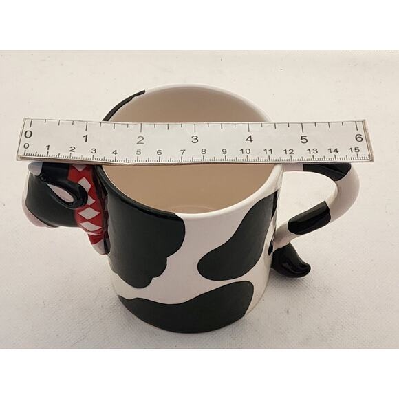 MUG-RUSS-Black & White Cow-3-D Design-Whimsical-Farm Animal-Holds 12 oz - Picture 14 of 14